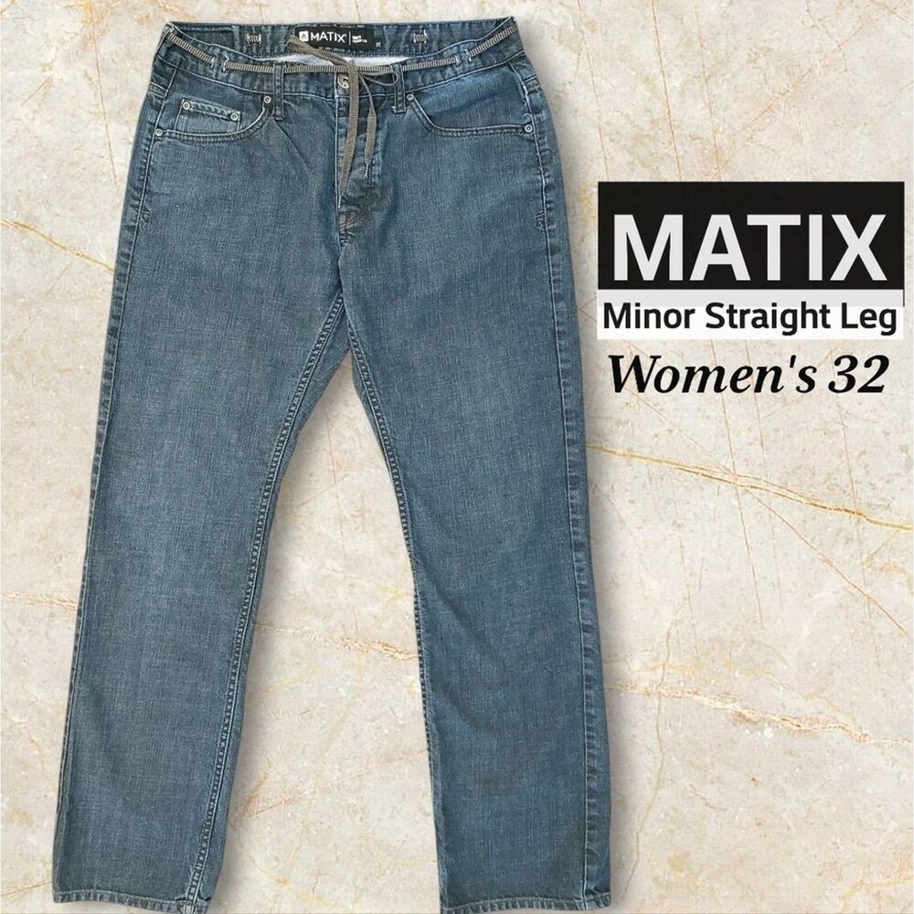 Matix Mens 32 Blue Jeans Miner Straight Leg Button Fly